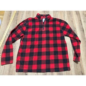 Rugged Wear Sweater, Men's Size XL, Black Red Buffalo Check 1/4 Zipper, Pullover